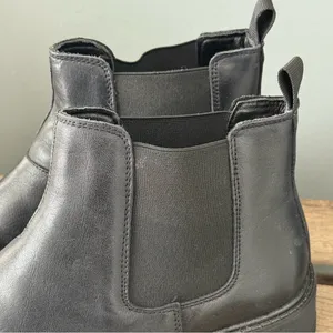 Vepose Womens Black Leather‎ Chunky Heel Ankle Size 11 Chelsea Boots A24 thumbnail 5