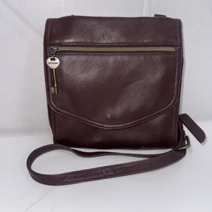 Vintage Y2k Fossil Boho Hippie Gypsy Brown Crossbody Genuine Leather Purse‎ Bag thumbnail 1