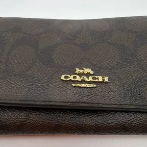 Coach Bifold Brown Signature Coated Canvas Wallet thumbnail 2