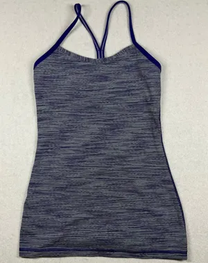 Lululemon Power Y Tank Top Women’s Size 4 Purple Gray Stripe Built In Bra thumbnail 1