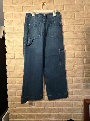 Maeve by Anthropologie Dark Wash Denim Cargo Jeans Size 29 thumbnail 6