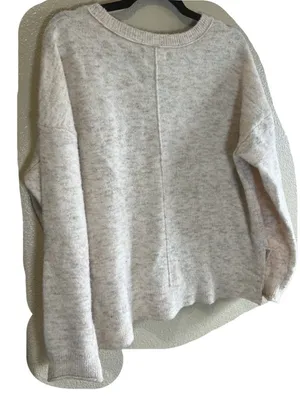Lucky Brand V Neck Cozy Sweater size Large Neutral Minimalist‎ capsule thumbnail 6
