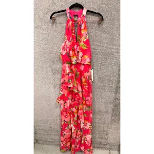 Adrianna Papell Women Dress 6 Pink Multi Mermaid Floral Ruffle Gown thumbnail 4