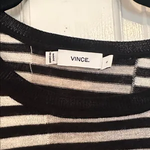 Vince Black/White Stripe Merino Wool Blend Light Sweater size‎ S EUC thumbnail 2