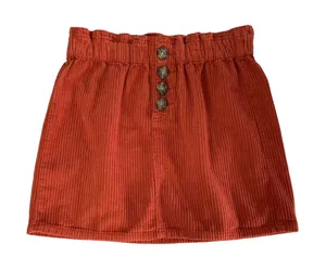 Pacsun‎ Rust Corduroy Mini Skirt 25 Paperbag Waist Button Front Fall Aesthetic thumbnail 1