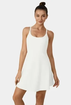 Halara Patitoff Flow Pet Hair Resistant 2-in-1 Flare Dress-Wannabe White M thumbnail 1