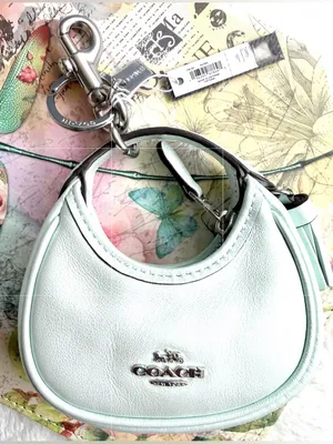 Coach Mini Carmen Bag Charm Pearlized Baby Green Leather thumbnail 2