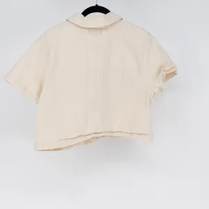 J. Crew Women's Cotton Stretch Denim Button Up Cropped Top In Ecru 10 thumbnail 4