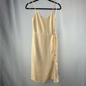 NWT Lulus Making Eyes At You Midi Dress‎ in Beige Size Medium thumbnail 4
