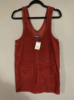 Blue Spice Corduroy Overall Mini Dress Size Small thumbnail 1