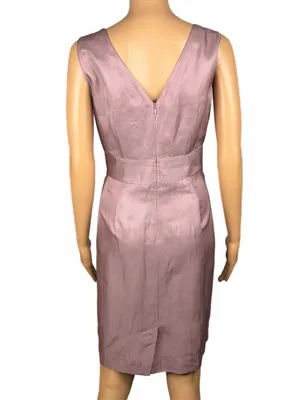 BANANA REPUBLIC NWT Mauve Linen-Blend Sleeveless Surplice Pleated Dress Size 10P thumbnail 5
