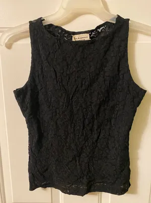 Black Lace tank top sleeveless top LA Express size Large Y2k thumbnail 1