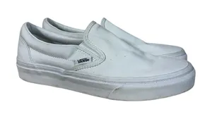 Vans Solid White Classic Slip On Low Top Casual Sneakers Canvas M5.5/W7 Retro thumbnail 1