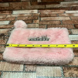 PLAYBOY Pink Fur Clutch with Silver Accents thumbnail 9