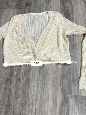 12th Tribe Cream Cropped Wrap Top thumbnail 12