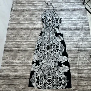 Million Bullpup Paisley Maxi Dress Halter Drop Waist Boho White Navy Small thumbnail 13