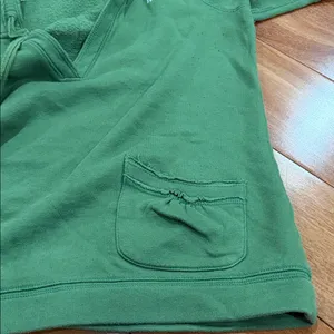 Abercrombie & Fitch‎ Short Sleeve Hoodie Womens Green V-Neck Pullover Large thumbnail 8