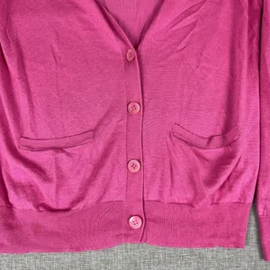 Ralph Lauren Golf Cardigan Sweater Womens‎ M Pink Silk Cashmere V Neck Pockets thumbnail 3