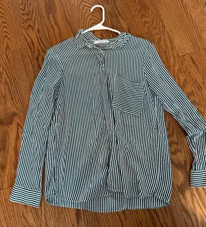 Pull & Bear Striped Button-Up Blouse thumbnail 1