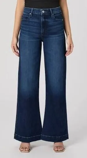 ENJEAN 3 /26 High Waisted Wide Leg Denim Jeans Trouser Dark Wash 32"inseam thumbnail 1