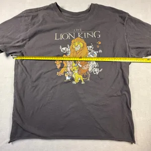 Disney The Lion King Graphic T-Shirt Gray Raw Hem Cropped Simba Scar 2XL thumbnail 5