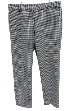 Ann Taylor Devin Gingham‎ Pants Size 8 Black White Stretch Workwear Preppy Chic thumbnail 1