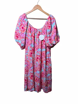 Petal + Pup Leyden Pink Floral Puff Sleeve Midi Dress US 8 NWT thumbnail 3