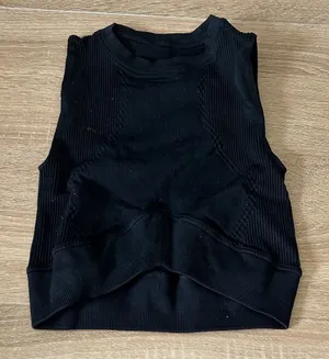 Elegant Black Ribbed Tank Top Size XS thumbnail 1