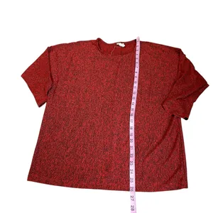 ANDREA JOVINE marbled red top with cropped sleeves thumbnail 2