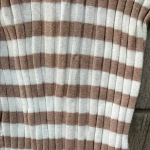Chic Beige and White Striped Midi Dress thumbnail 4