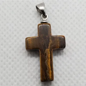Tigereye Stone Cross Pendant thumbnail 2