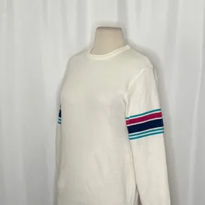 Vintage MEISTER White Stripe Sleeves Sweater Pullover Knit Sporty Outdoors Small thumbnail 5