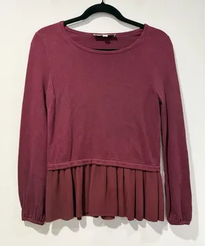 Loft Sweater Women XS Petite Maroon Stretch Romantic Work Preppy Travel Minimal thumbnail 1