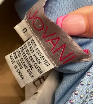 Jovani blue fitted v neck dress style 220110 thumbnail 4