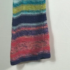 Rocket Candy Vintage Rainbow Striped Beaded Turtleneck Cropped Sweater Large thumbnail 4