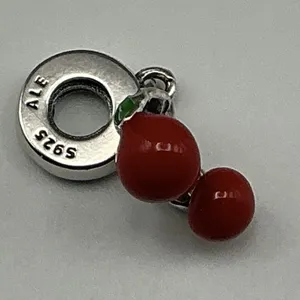 Pandora Asymmetrical Cherry Fruit Dangle Charm 791583C01 S925 ALE Red Enamel thumbnail 5