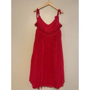 Lulus Never a Dull Moment Bright Red Tie-Strap Pleated Midi Dress Size XL Party thumbnail 5