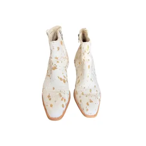 Dolce Vita Women White Gold Metallic Calf Hair Cow Print Ankle Boots Size 7 thumbnail 2