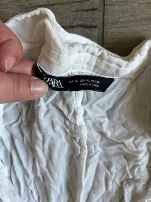 Zara White Crinkled Wrap Blouse thumbnail 2