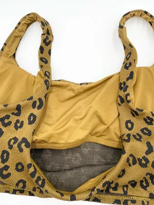 Aerie Scoop Neck High Cut Cheeky Bikini Set Size XL Leopard Print Ribbed Knit thumbnail 4