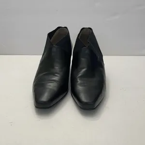 Nine West Shaw Black Leather‎ Heel Ankle Bootie Shoes Square Toe Womens 7.5 thumbnail 2