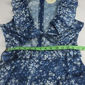 TULAROSA NWT Tanya Satin Blue Floral Cut-Out Ruffle Dress with Tie‎ front Medium thumbnail 11