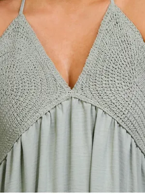 Madden Girl Sage Green Halter Ruffle Sundress thumbnail 2
