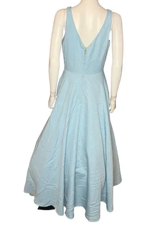 Ieena for Mac Duggal Blue Classic Sleeveless A-Line Ballgown with Pockets Sz 6 thumbnail 6