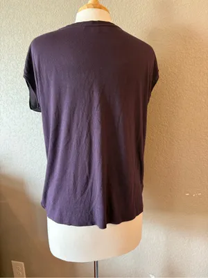 LOFT Plum Mixed Media Side Tie Dolman Top Women's Small thumbnail 2