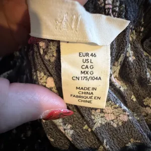 H&M Dark‎ Floral Milkmaid Puff Sleeve Maxi Dress L Ruffle Fairy Cottage Whimsigoth thumbnail 6