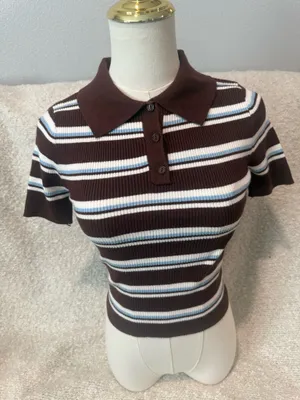 Cute stripped sweater y2k inspired Brown Size XS thumbnail 1