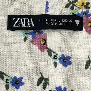 Women's Zara Linen Blend Floral Print Cottage Festival Crop Top Size Large White thumbnail 4