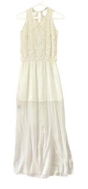 Karina Grimaldi‎ White Beaded Maxi Dress XS Neiman Marcus Art Deco Bridal Gown thumbnail 1
