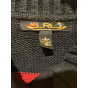 Ralph Lauren LRL Shawl Collar Sweater L Nautical Cotton Black Red Gold Buttons thumbnail 8